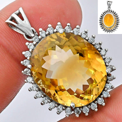 Vintage Oval Cut Gemstone Halo Pendant in 925 Sterling Silver for Women AGP1004 P-1741