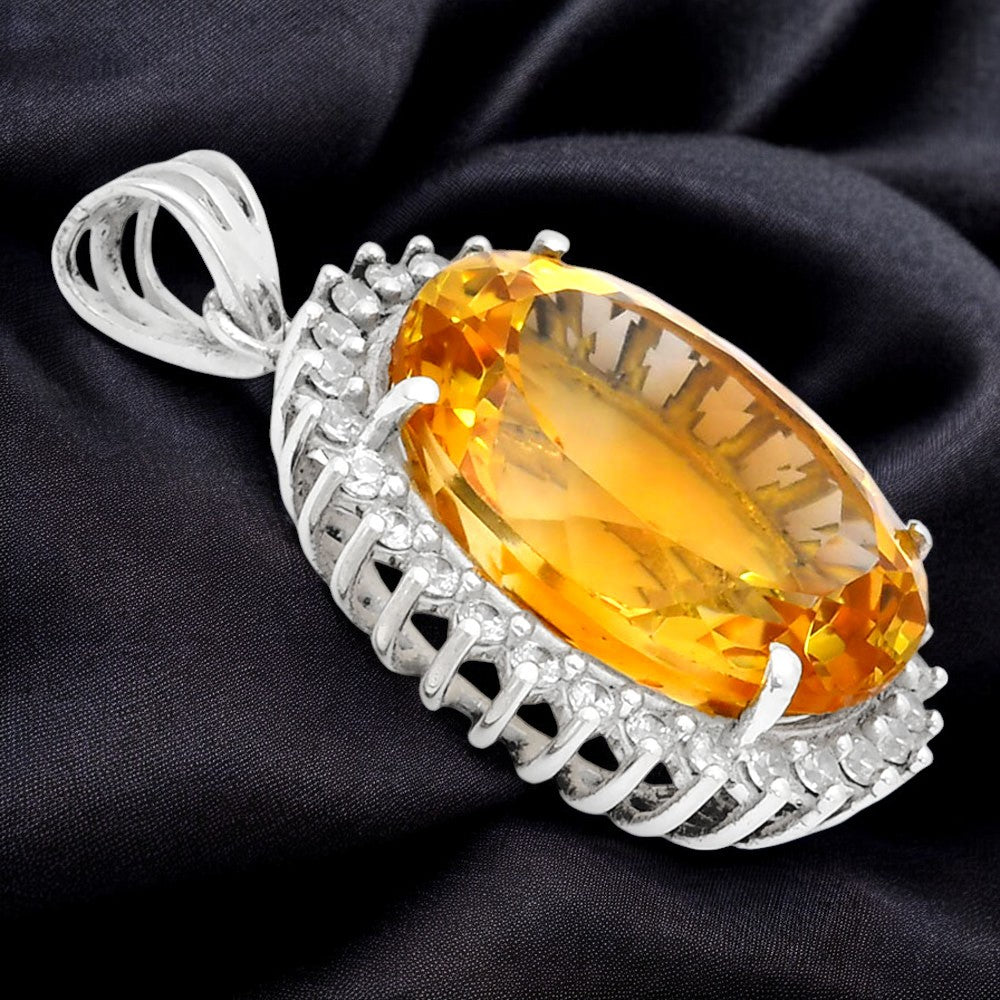 Vintage Oval Cut Gemstone Halo Pendant in 925 Sterling Silver for Women AGP1004 P-1741