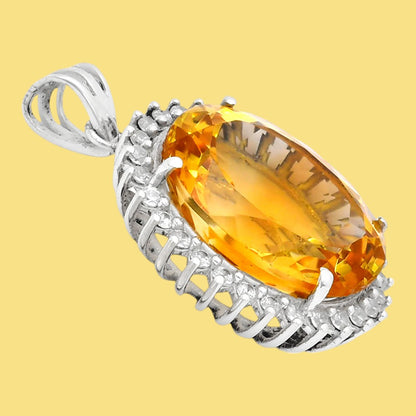 Vintage Oval Cut Gemstone Halo Pendant in 925 Sterling Silver for Women AGP1004 P-1741