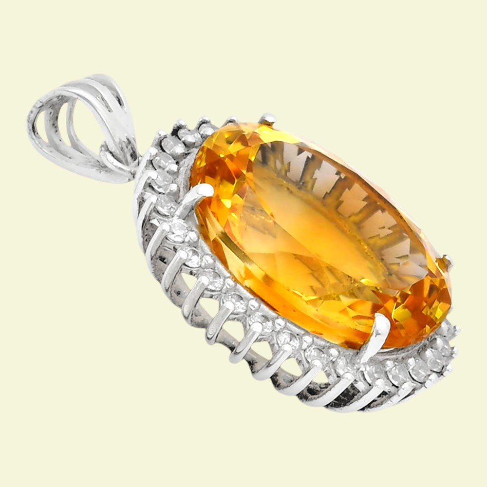 Vintage Oval Cut Gemstone Halo Pendant in 925 Sterling Silver for Women AGP1004 P-1741