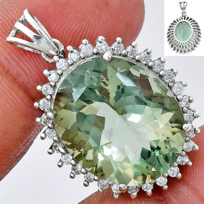 Vintage Oval Cut Gemstone Halo Pendant in 925 Sterling Silver for Women AGP1004 P-1741