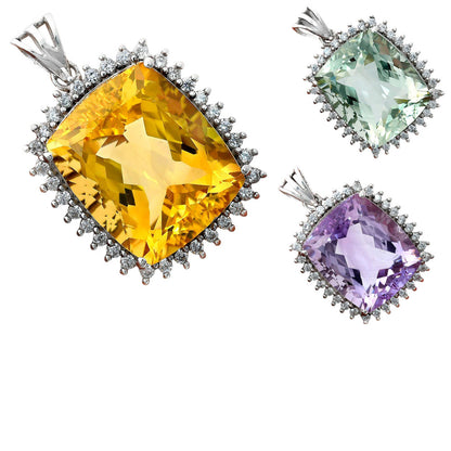 Cushion Cut Gemstone Halo Pendant in 925 Sterling Silver for Women AGP1005 P-1741