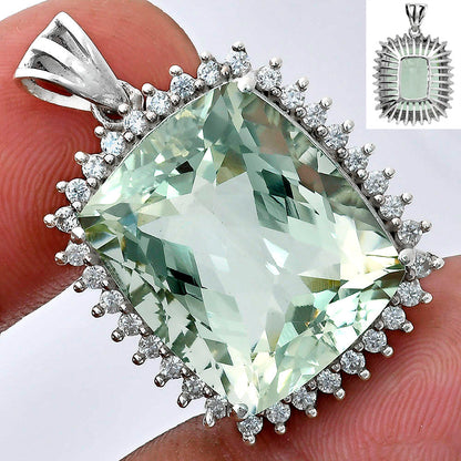 Cushion Cut Gemstone Halo Pendant in 925 Sterling Silver for Women AGP1005 P-1741