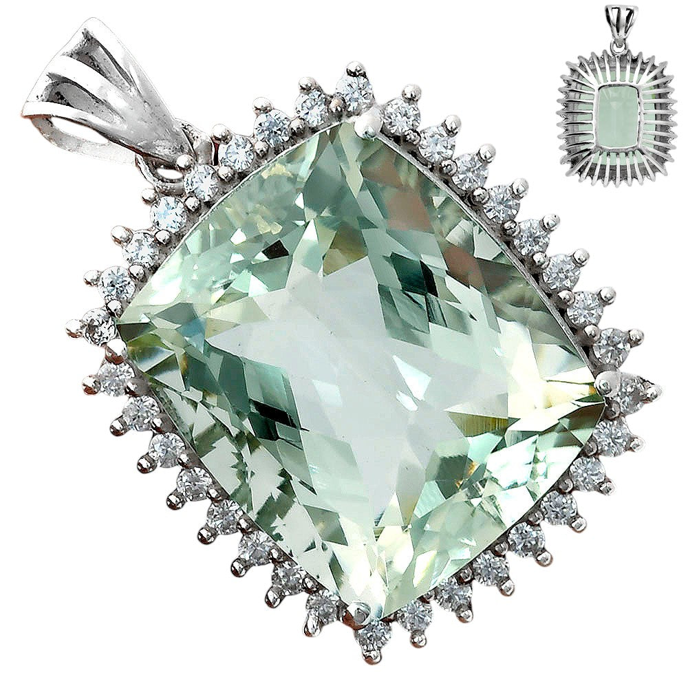 Cushion Cut Gemstone Halo Pendant in 925 Sterling Silver for Women AGP1005 P-1741