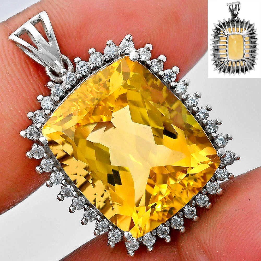 Cushion Cut Gemstone Halo Pendant in 925 Sterling Silver for Women AGP1005 P-1741