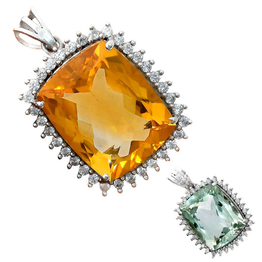 925 Sterling Silver Cushion Halo Cut Gemstone Pendant Jewelry for Women AGP1006 P-1741