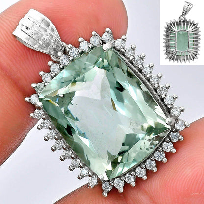 925 Sterling Silver Cushion Halo Cut Gemstone Pendant Jewelry for Women AGP1006 P-1741