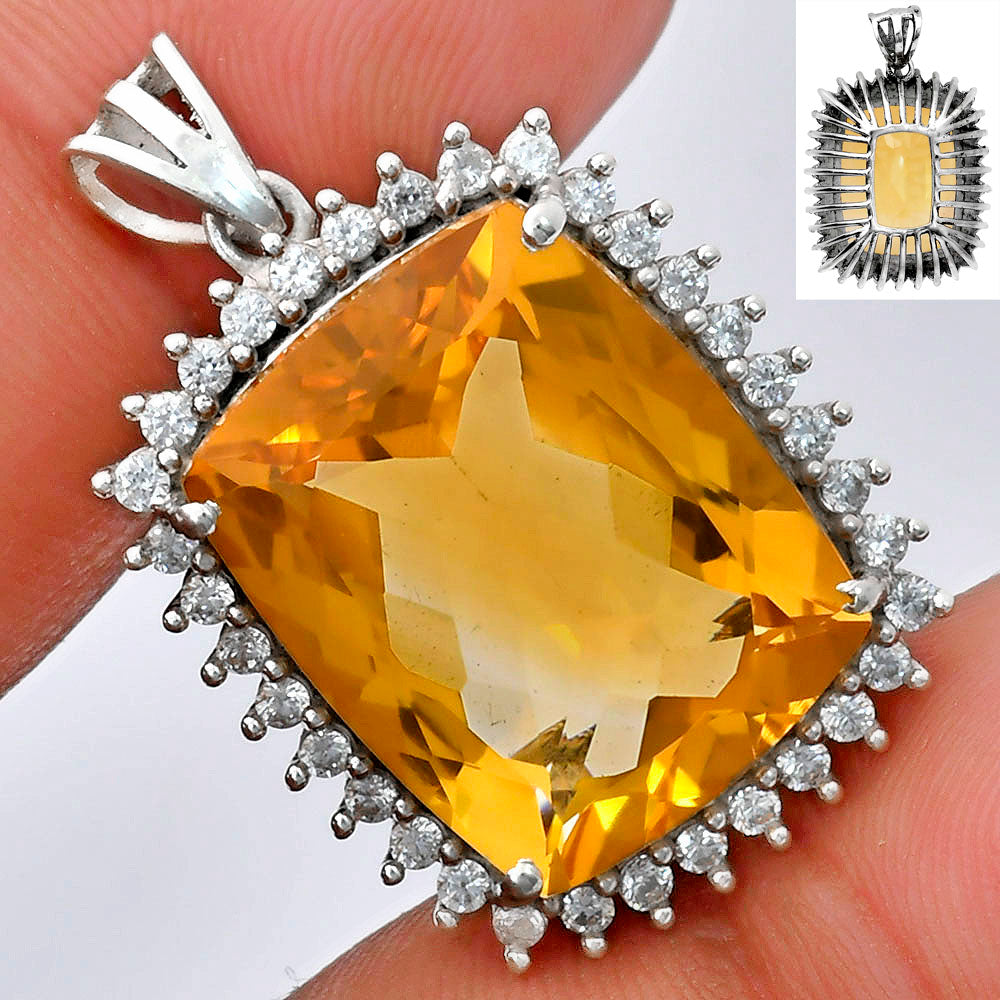 925 Sterling Silver Cushion Halo Cut Gemstone Pendant Jewelry for Women AGP1006 P-1741