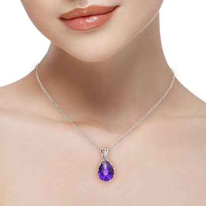 Faceted Natural Amethyst Teardrop Pendant 925 Sterling Silver Jewelry AGP1007 P-1739