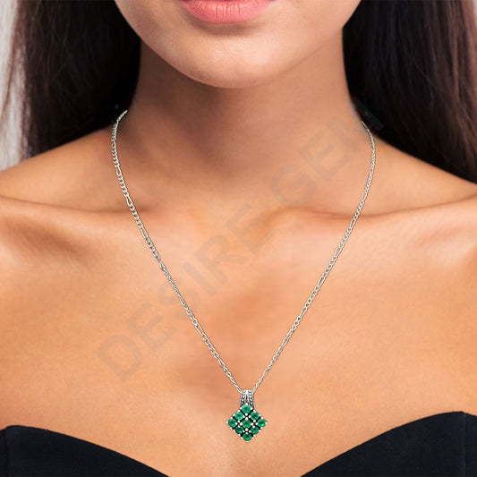 Square Cluster Round Gemstone Pendant in 925 Sterling Silver for Women AGP1008 P-1094