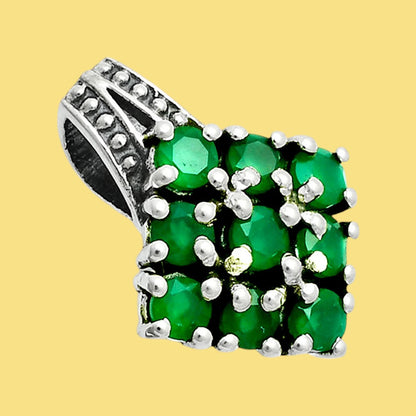 Square Cluster Round Gemstone Pendant in 925 Sterling Silver for Women AGP1008 P-1094