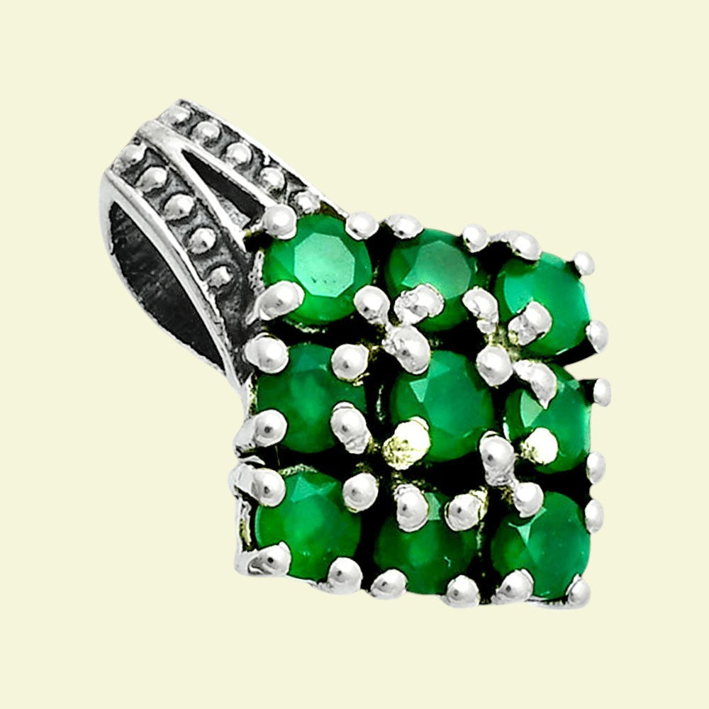 Square Cluster Round Gemstone Pendant in 925 Sterling Silver for Women AGP1008 P-1094