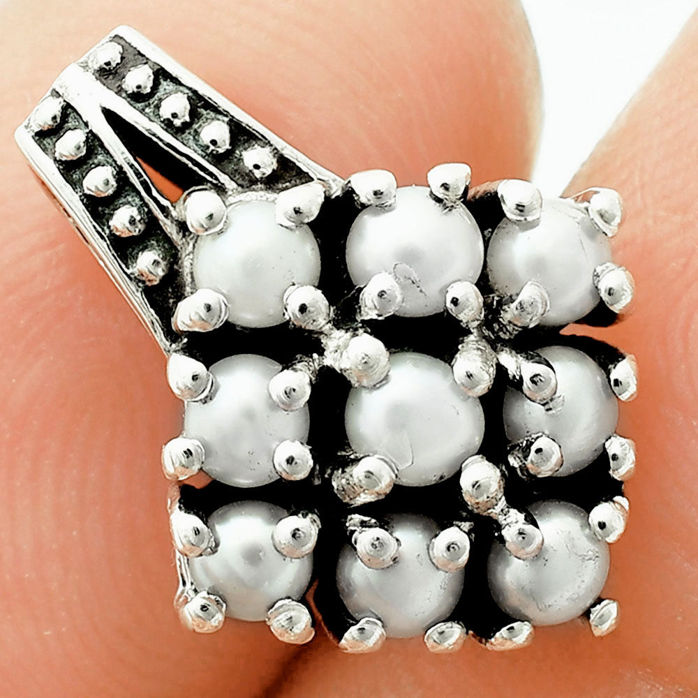 Square Cluster Round Gemstone Pendant in 925 Sterling Silver for Women AGP1008 P-1094