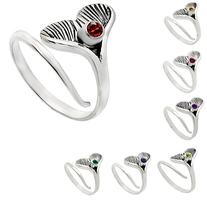 Mermaid Tail Gemstone Adjustable Ring in 925 Sterling Silver for Women AGR1001 R-1070