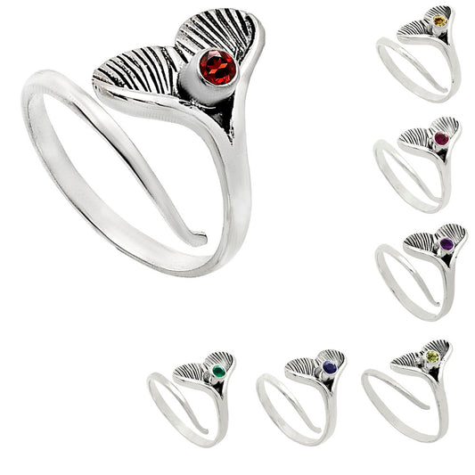Mermaid Tail Gemstone Adjustable Ring in 925 Sterling Silver for Women AGR1001 R-1070