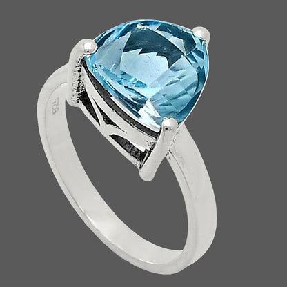 Faceted Trillion Natural Gemstone Ring in 925 Sterling Silver for Women AGR1002 R-1019