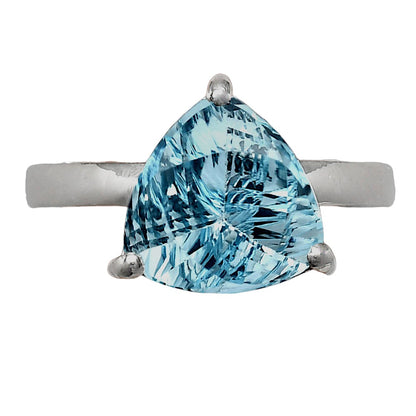 Faceted Trillion Natural Gemstone Ring in 925 Sterling Silver for Women AGR1002 R-1019