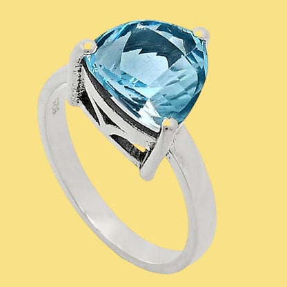 Faceted Trillion Natural Gemstone Ring in 925 Sterling Silver for Women AGR1002 R-1019