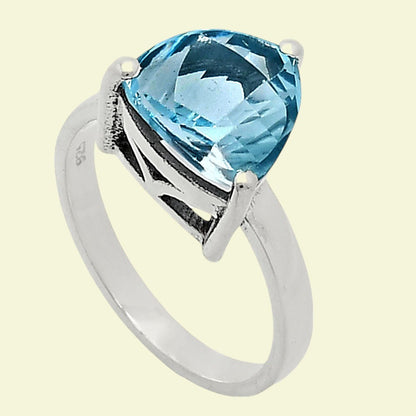 Faceted Trillion Natural Gemstone Ring in 925 Sterling Silver for Women AGR1002 R-1019