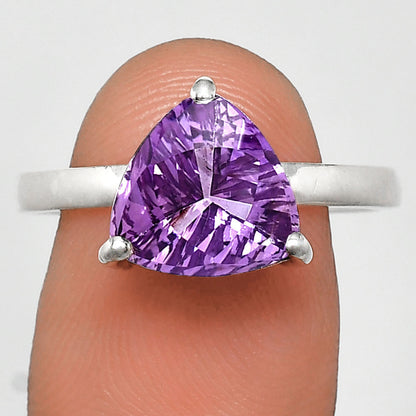 Faceted Trillion Natural Gemstone Ring in 925 Sterling Silver for Women AGR1002 R-1019