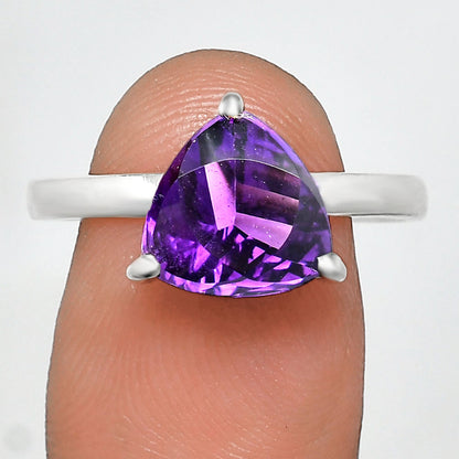 Faceted Trillion Natural Gemstone Ring in 925 Sterling Silver for Women AGR1002 R-1019
