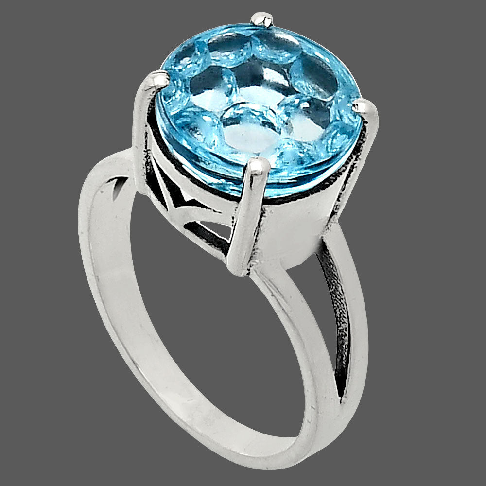 925 Sterling Silver Round Fancy Cut Gemstone Statement Ring for Women AGR1003 R-1019