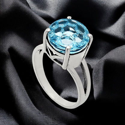 925 Sterling Silver Round Fancy Cut Gemstone Statement Ring for Women AGR1003 R-1019