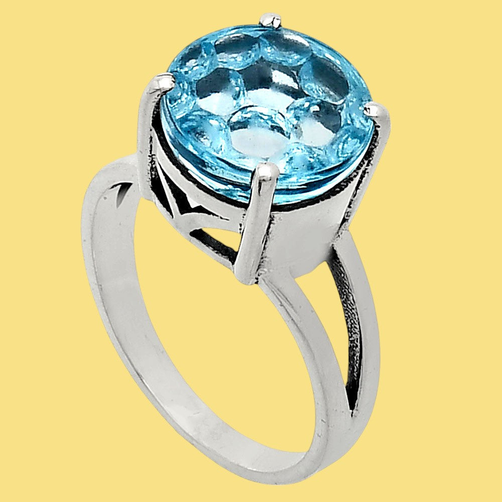 925 Sterling Silver Round Fancy Cut Gemstone Statement Ring for Women AGR1003 R-1019