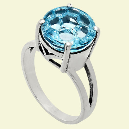 925 Sterling Silver Round Fancy Cut Gemstone Statement Ring for Women AGR1003 R-1019