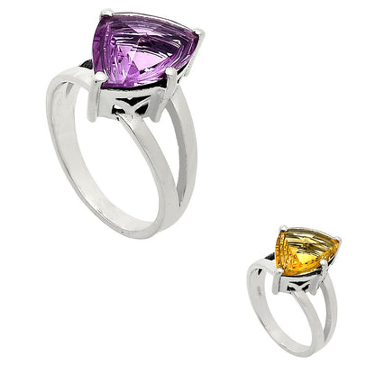 Elegant Trillion Shape Cut Gemstone Ring 925 Silver Birthstone Jewelry AGR1004 R-1019