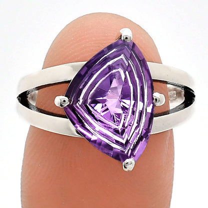 Elegant Trillion Shape Cut Gemstone Ring 925 Silver Birthstone Jewelry AGR1004 R-1019