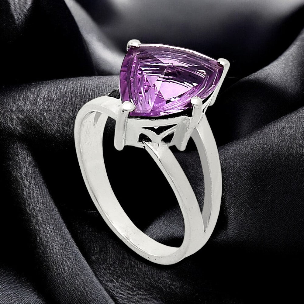 Elegant Trillion Shape Cut Gemstone Ring 925 Silver Birthstone Jewelry AGR1004 R-1019