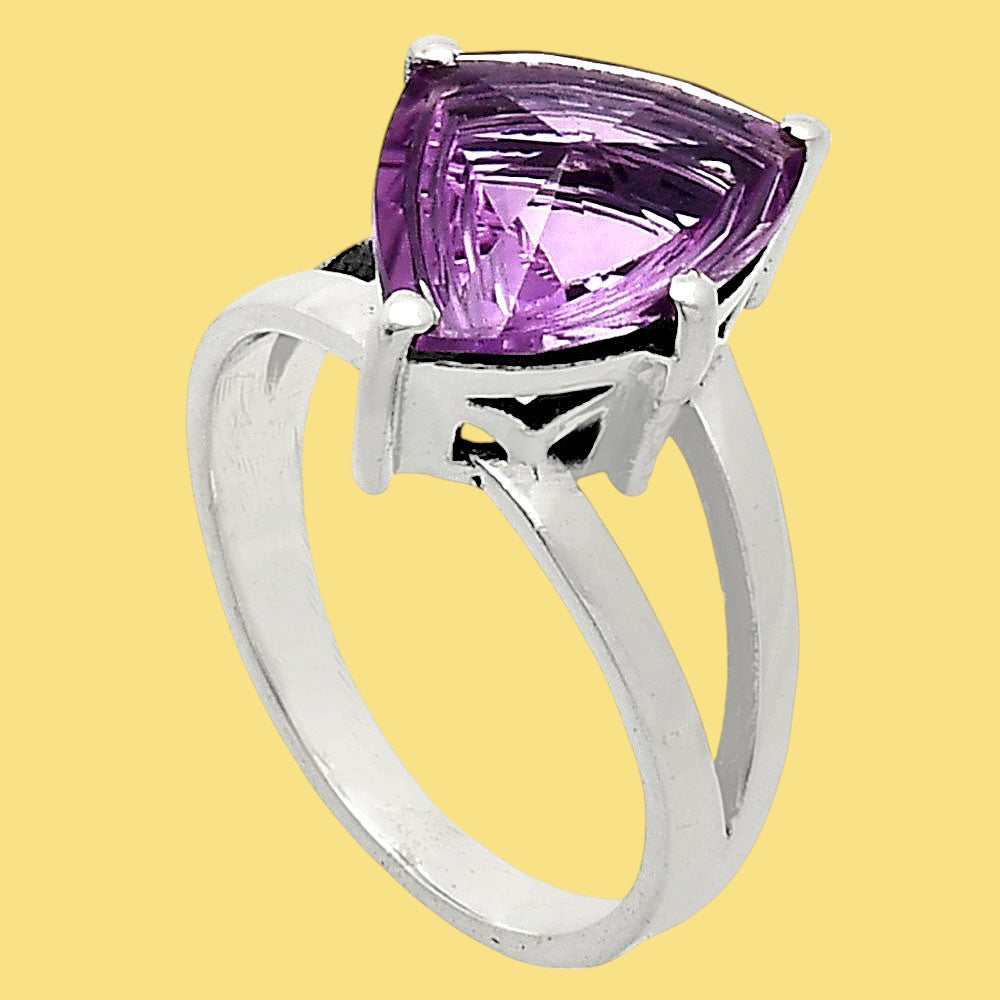 Elegant Trillion Shape Cut Gemstone Ring 925 Silver Birthstone Jewelry AGR1004 R-1019