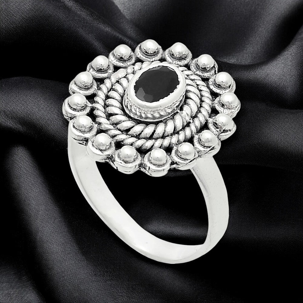 Vintage Oval Gemstone Ring in 925 Sterling Silver Boho Statement Jewelry AGR1005 R-1124