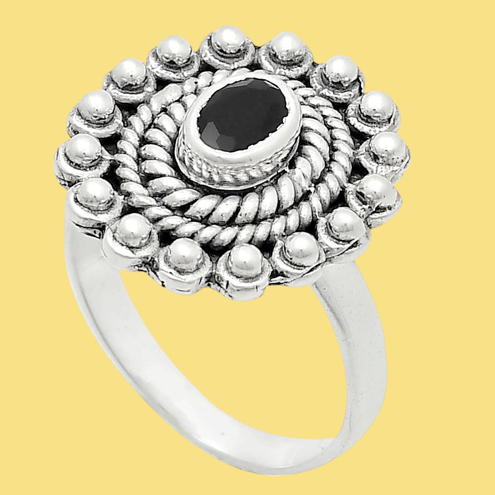 Vintage Oval Gemstone Ring in 925 Sterling Silver Boho Statement Jewelry AGR1005 R-1124