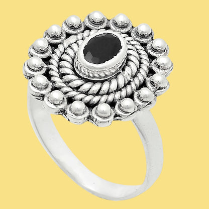 Vintage Oval Gemstone Ring in 925 Sterling Silver Boho Statement Jewelry AGR1005 R-1124