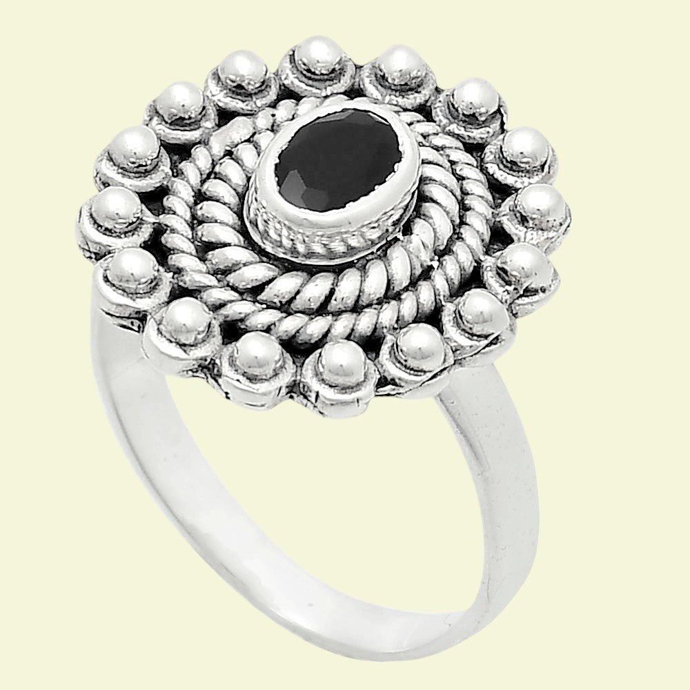 Vintage Oval Gemstone Ring in 925 Sterling Silver Boho Statement Jewelry AGR1005 R-1124