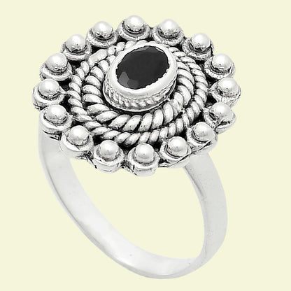 Vintage Oval Gemstone Ring in 925 Sterling Silver Boho Statement Jewelry AGR1005 R-1124