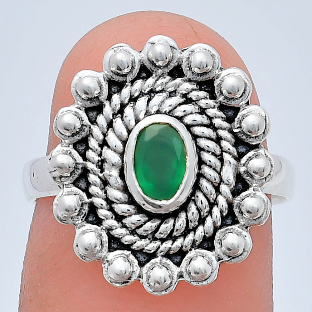 Vintage Oval Gemstone Ring in 925 Sterling Silver Boho Statement Jewelry AGR1005 R-1124