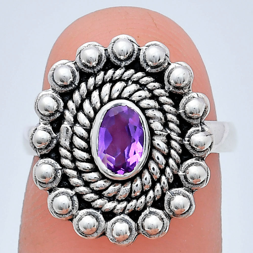 Vintage Oval Gemstone Ring in 925 Sterling Silver Boho Statement Jewelry AGR1005 R-1124