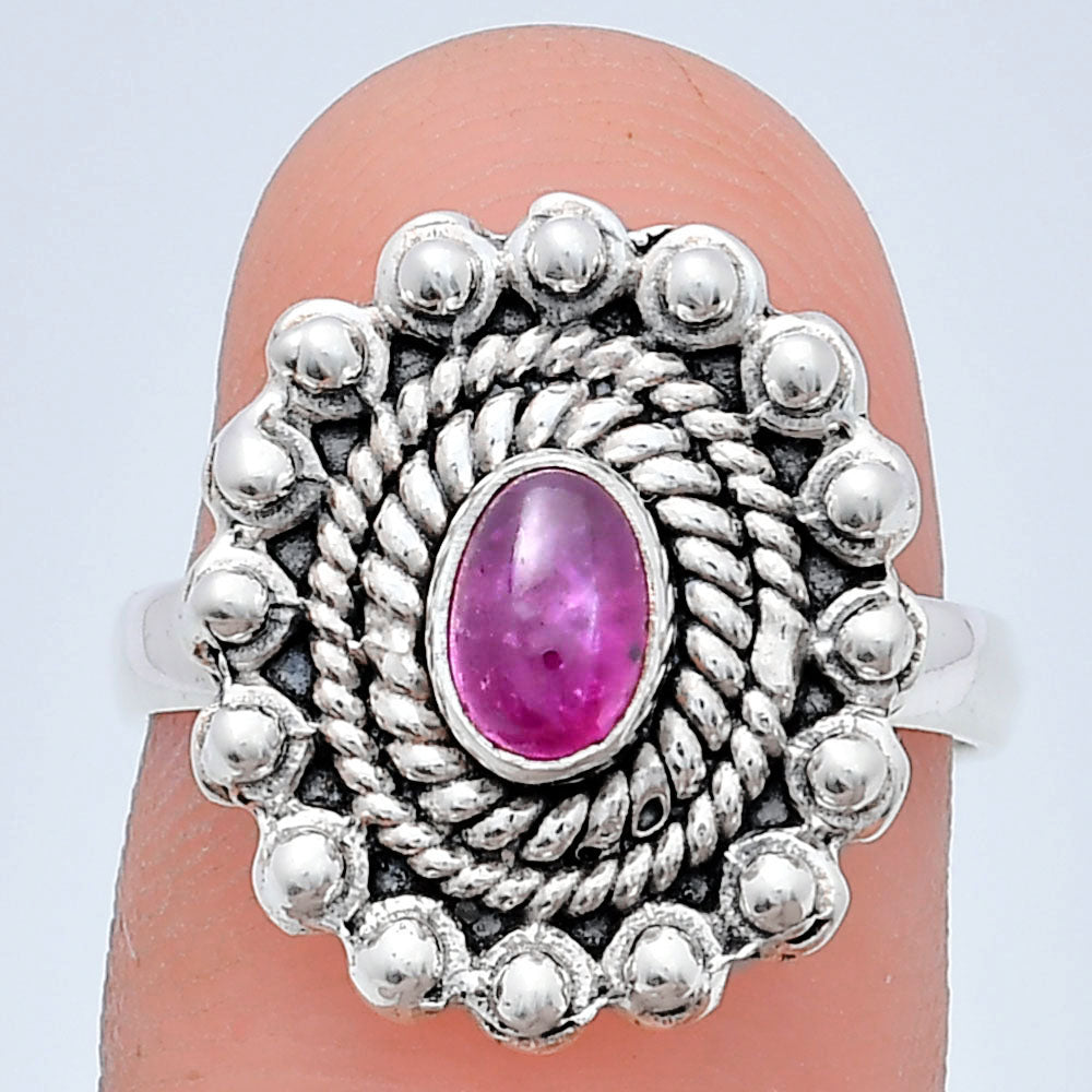 Vintage Oval Gemstone Ring in 925 Sterling Silver Boho Statement Jewelry AGR1005 R-1124