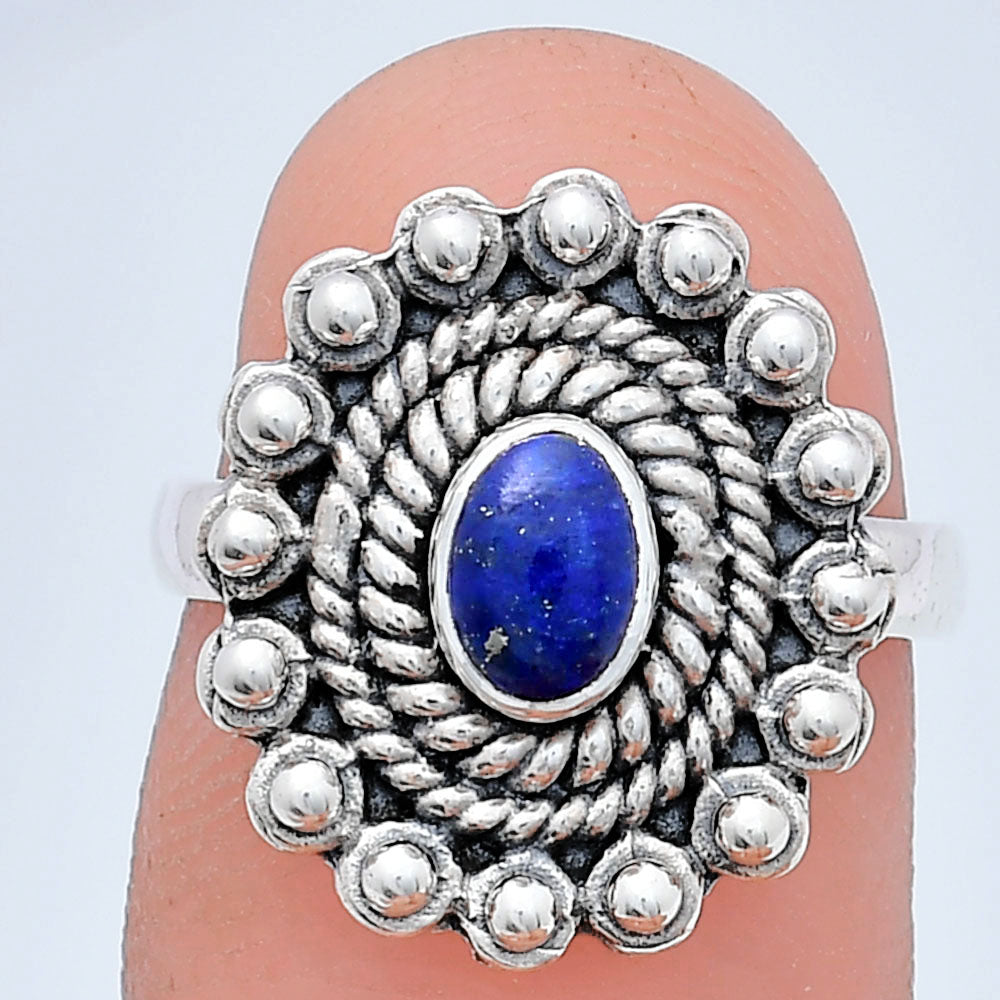 Vintage Oval Gemstone Ring in 925 Sterling Silver Boho Statement Jewelry AGR1005 R-1124