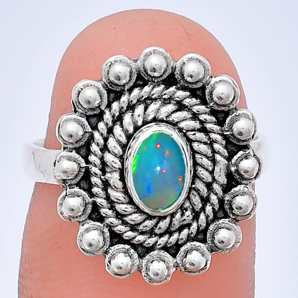 Vintage Oval Gemstone Ring in 925 Sterling Silver Boho Statement Jewelry AGR1005 R-1124