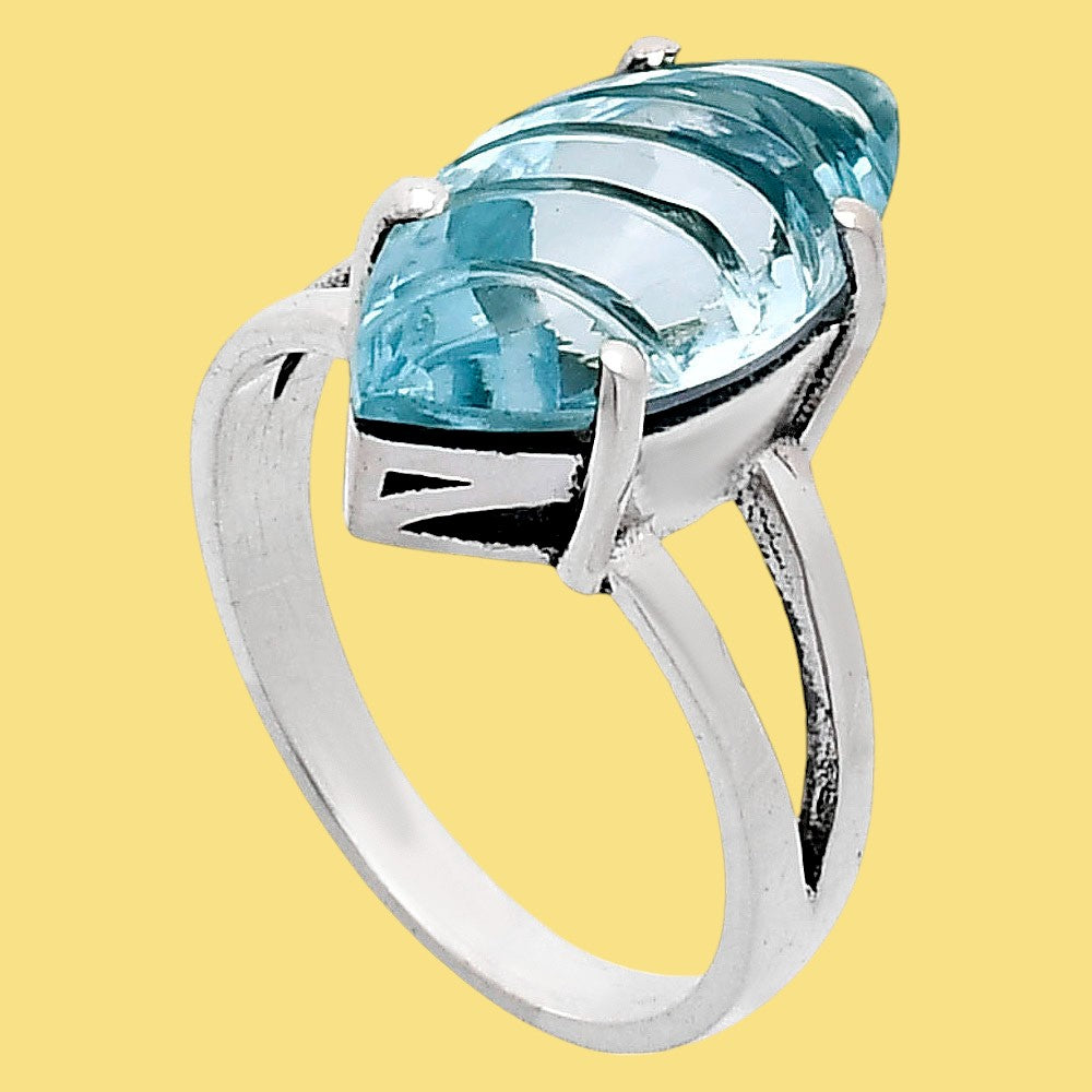Elegant Sterling Silver Marquise Gemstone Statement Ring for Women AGR1006 R-1019