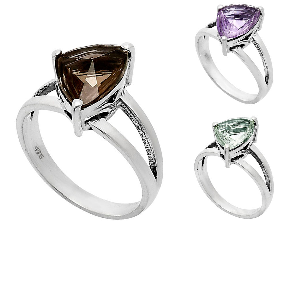 Handcrafted 925 Silver Trillion Cut Gemstone Engagement Style Ring AGR1007 R-1019