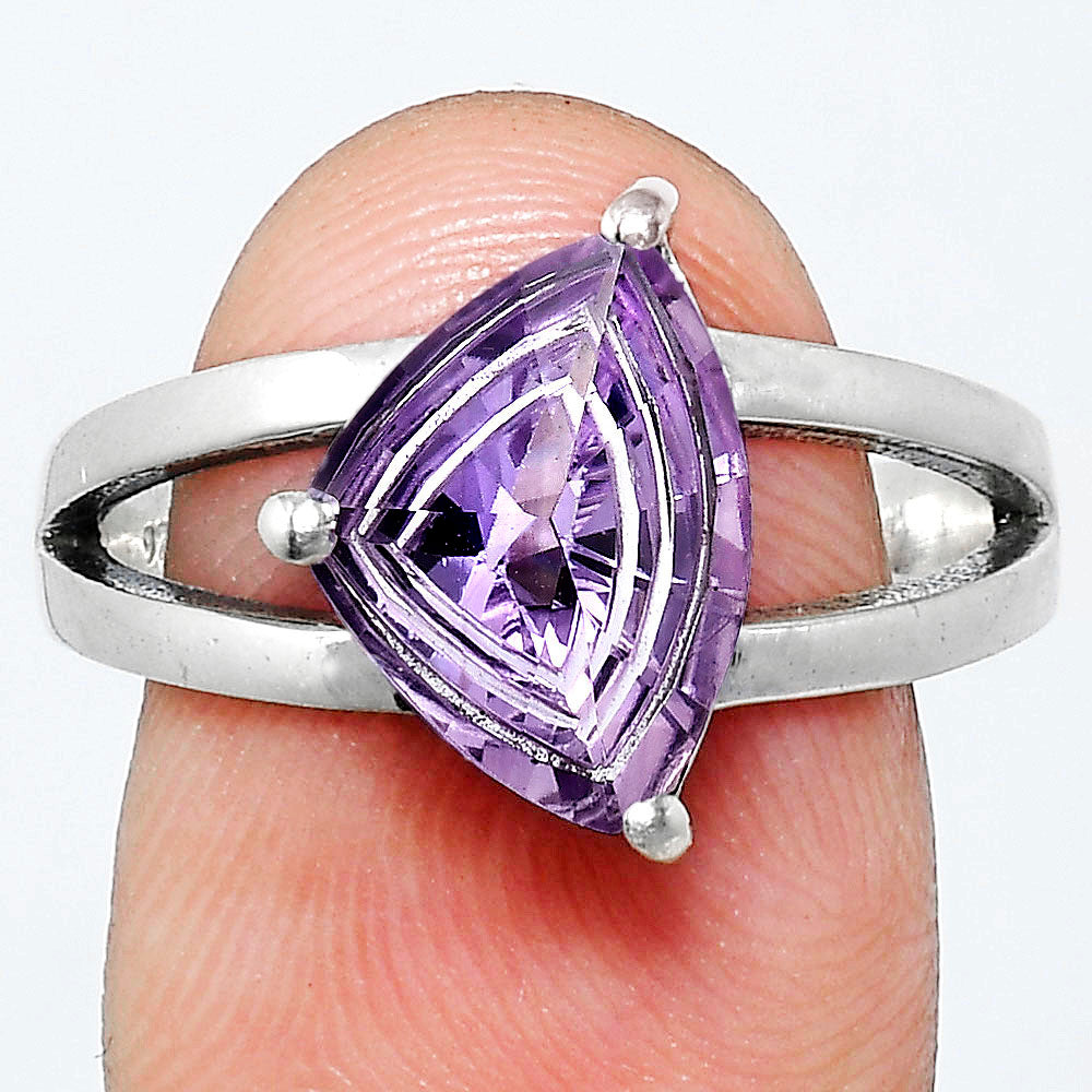 Handcrafted 925 Silver Trillion Cut Gemstone Engagement Style Ring AGR1007 R-1019