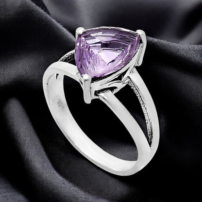 Handcrafted 925 Silver Trillion Cut Gemstone Engagement Style Ring AGR1007 R-1019