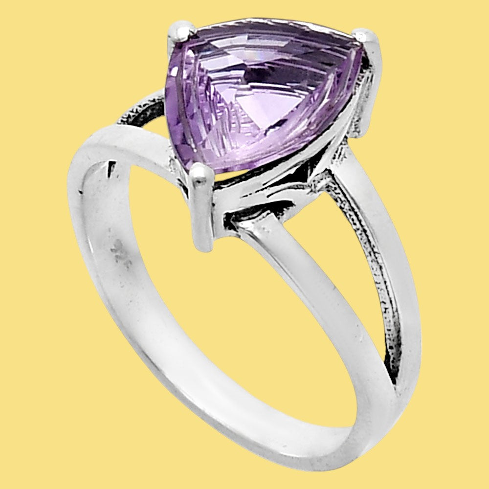 Handcrafted 925 Silver Trillion Cut Gemstone Engagement Style Ring AGR1007 R-1019