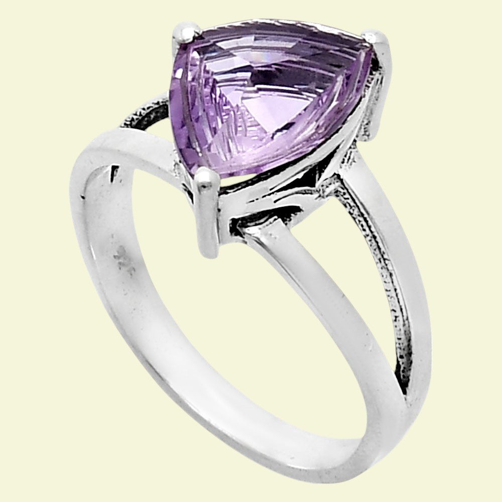 Handcrafted 925 Silver Trillion Cut Gemstone Engagement Style Ring AGR1007 R-1019