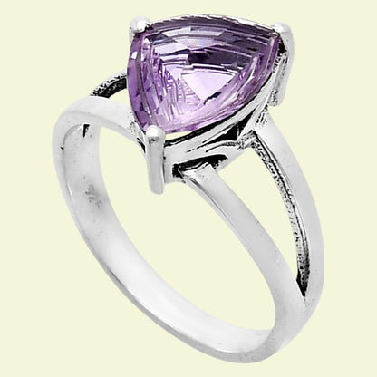 Handcrafted 925 Silver Trillion Cut Gemstone Engagement Style Ring AGR1007 R-1019